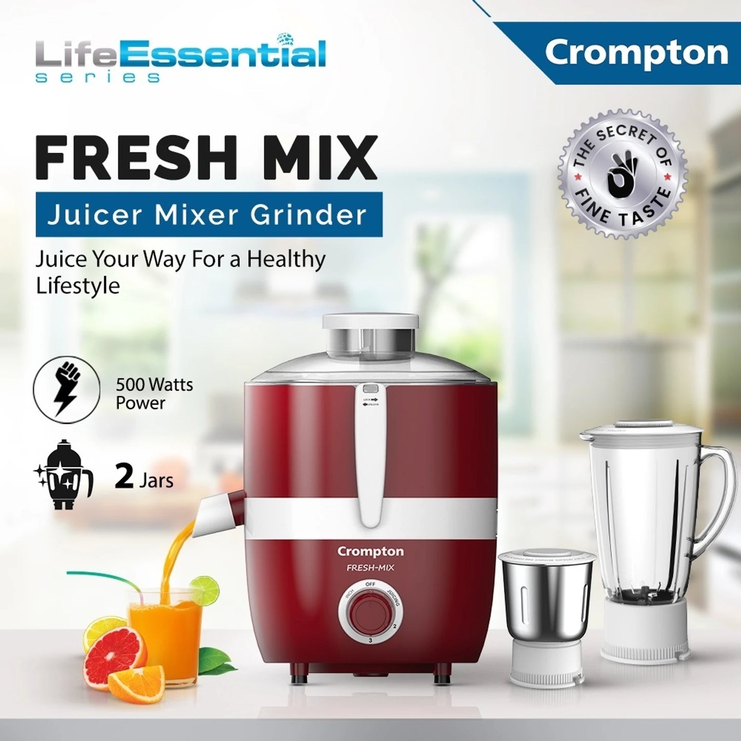 Crompton FRESH MIX 500 W Juicer Mixer Grinder