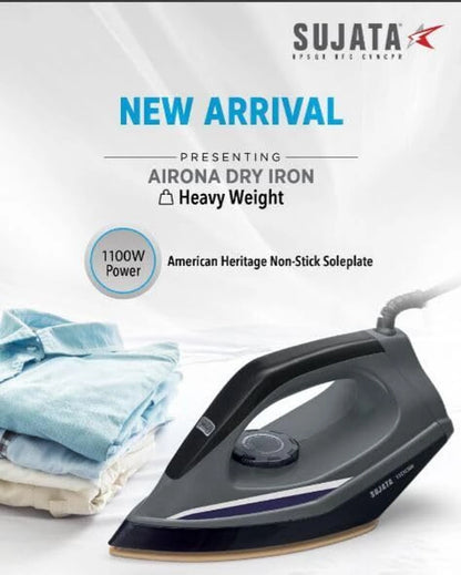 SUJATA Airona Heavy Weight 1100 W Dry Iron (Grey