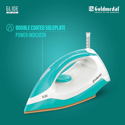 Goldmedal Glide 1100W Dry Iron 2.5 Years Warranty | Light Weight (Turquoise Blue)
