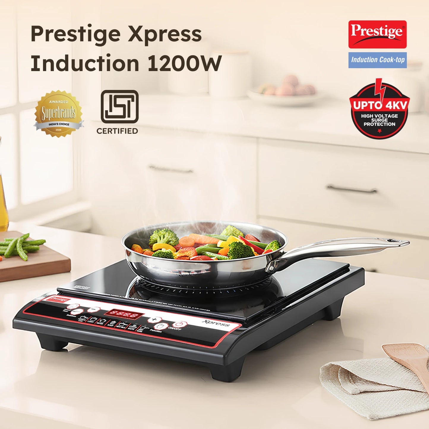 Prestige 1200 W Induction Cooktop Push Button (Black, Xpress 1200 W)